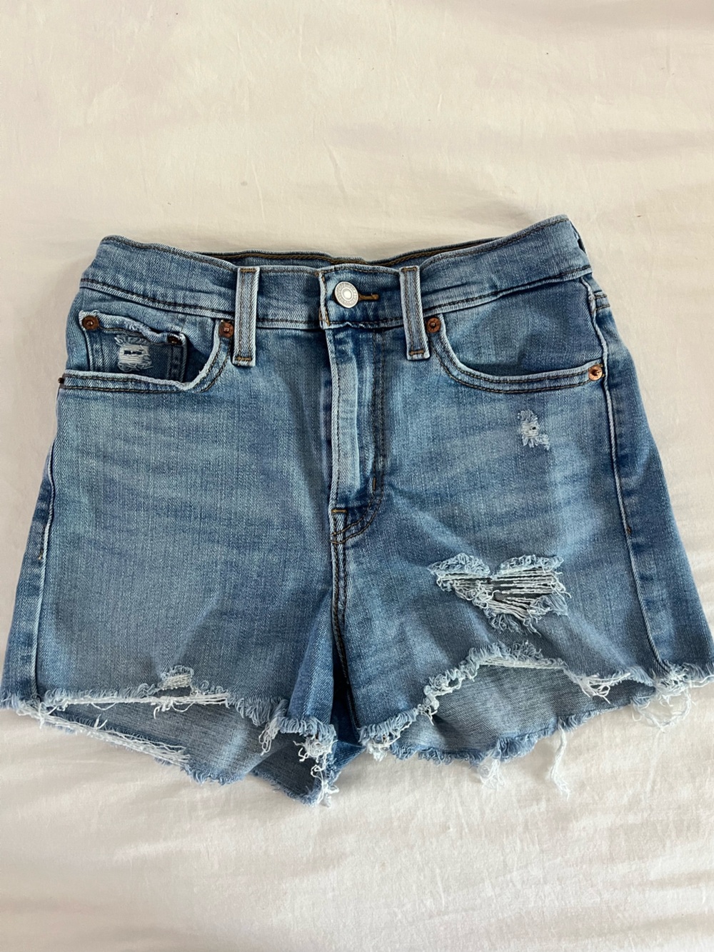 Levi’s Distressed Light Blue Women's Denim Shorts, Size 26
